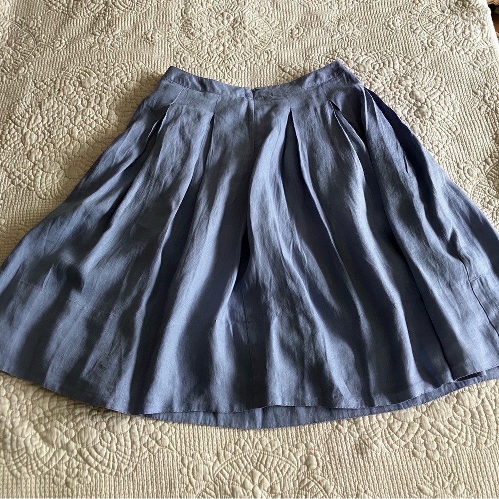 NWOT Talbots slate blue linen full skirt w/pockets & cotton lining